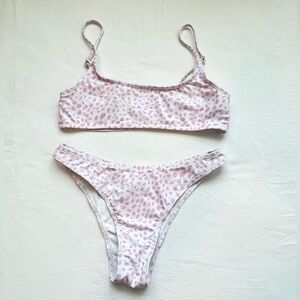 SHEIN pink and white two piece swimsuit size S